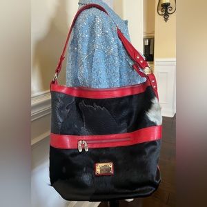 Valentina, Genuine Calf Hair & Leather Red, Black & White Hobo/Tote Shoulder Bag